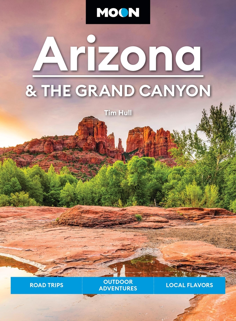 Book jacket with image of red rock formations in desert and text Arizona & the Grand Canyon