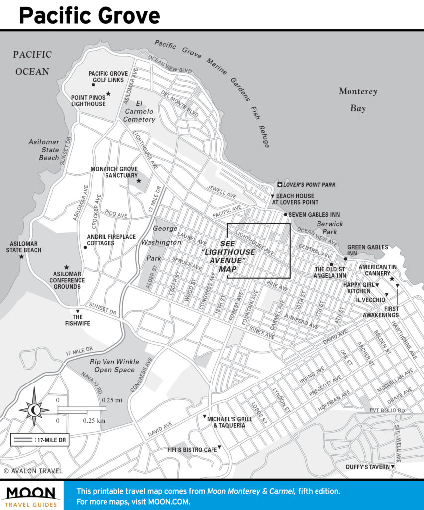 Travel map of Pacific Grove
