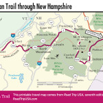 Map of Appalachian Trail through New Hampshire.