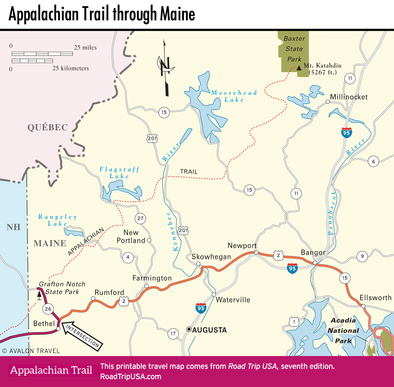 Map Of Appalachian Trail Through Maine 