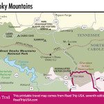 Map of Appalachian Trail through Great Smoky Mountains.