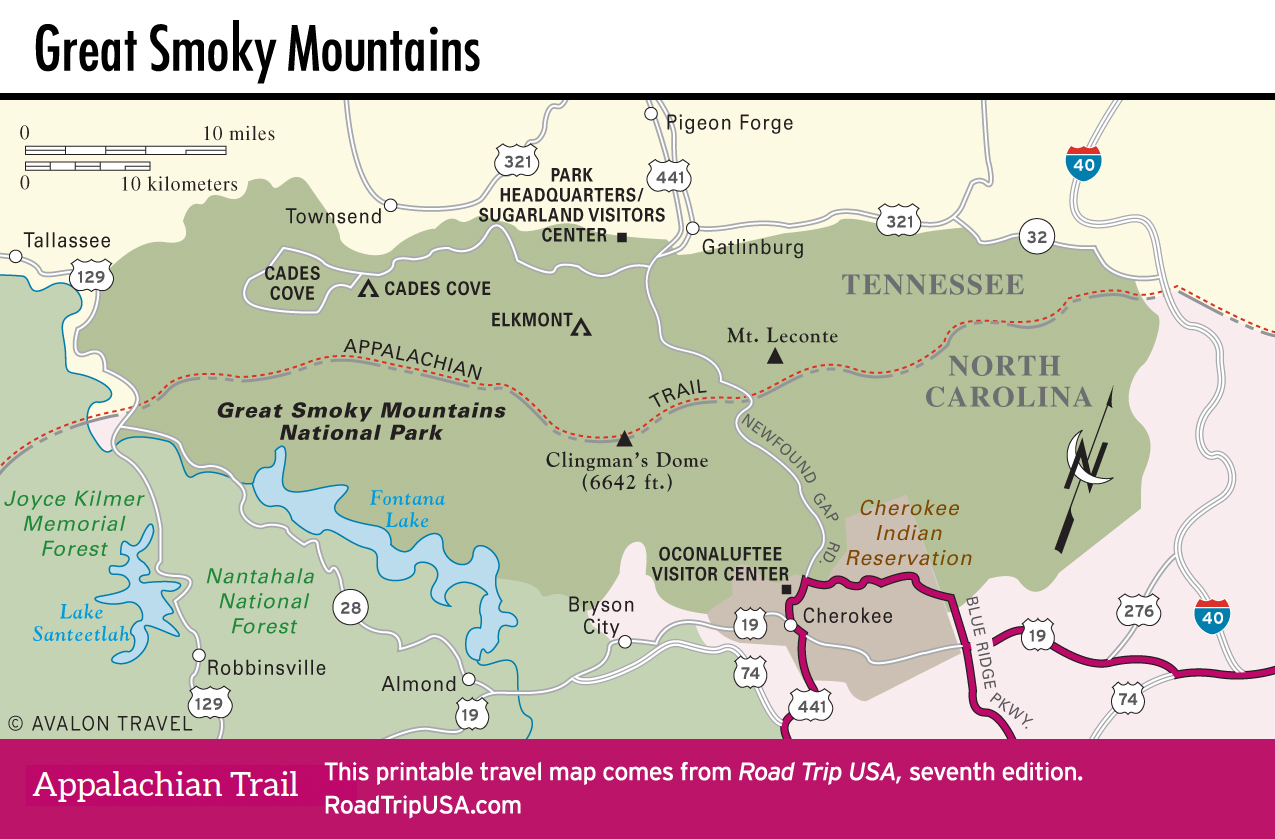 Appalachian Trail Map Through Smoky Mountains 