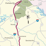 Map of Appalachian Trail through Georgia.