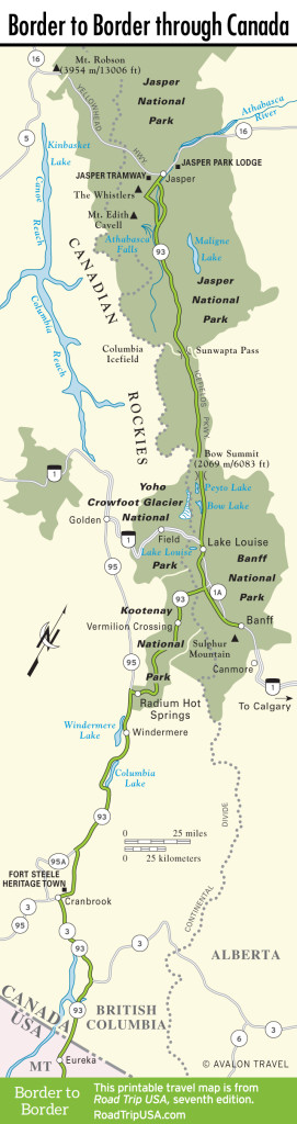 Map of Border to Border route through Canada.