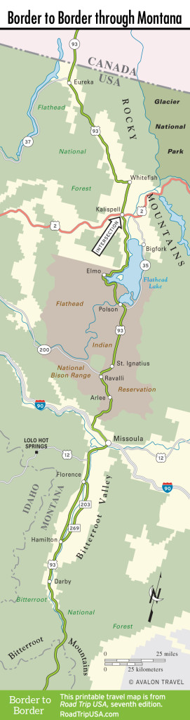 Map of Border to Border route through Montana.