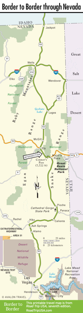 Map of Border to Border route through Nevada.
