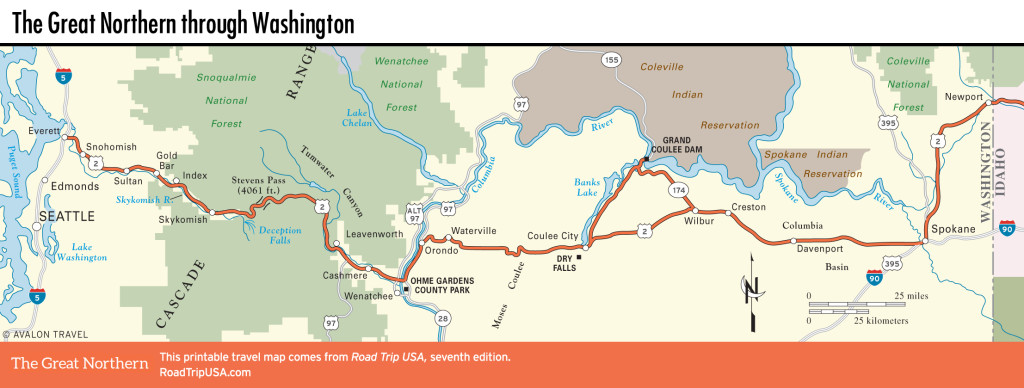 Map of the Great Northern through Washington.