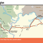 Map of us-2, the Great Northern road trip route, through Washington.