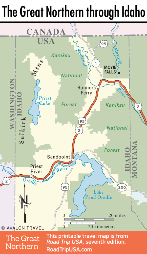 Map of the Great Northern through Idaho.
