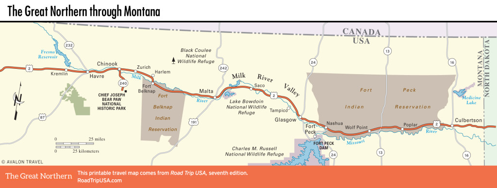 Map of the Great Northern through Eastern Montana.