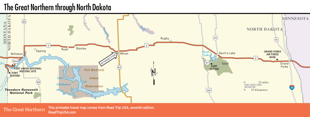 Map of the Great Northern through North Dakota.