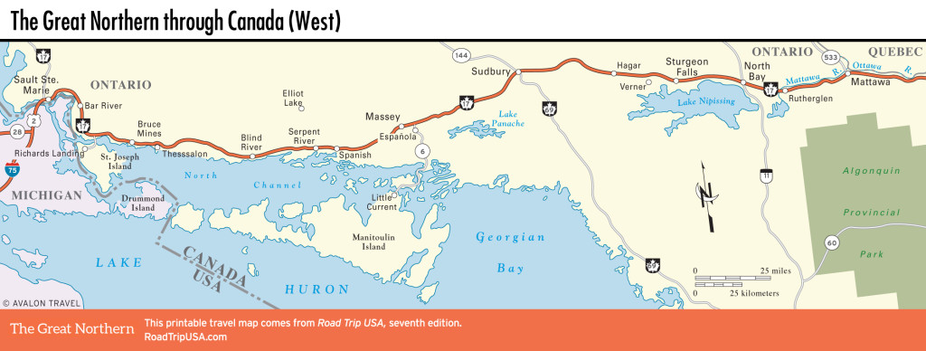 Map of the Great Northern through Canada (West).