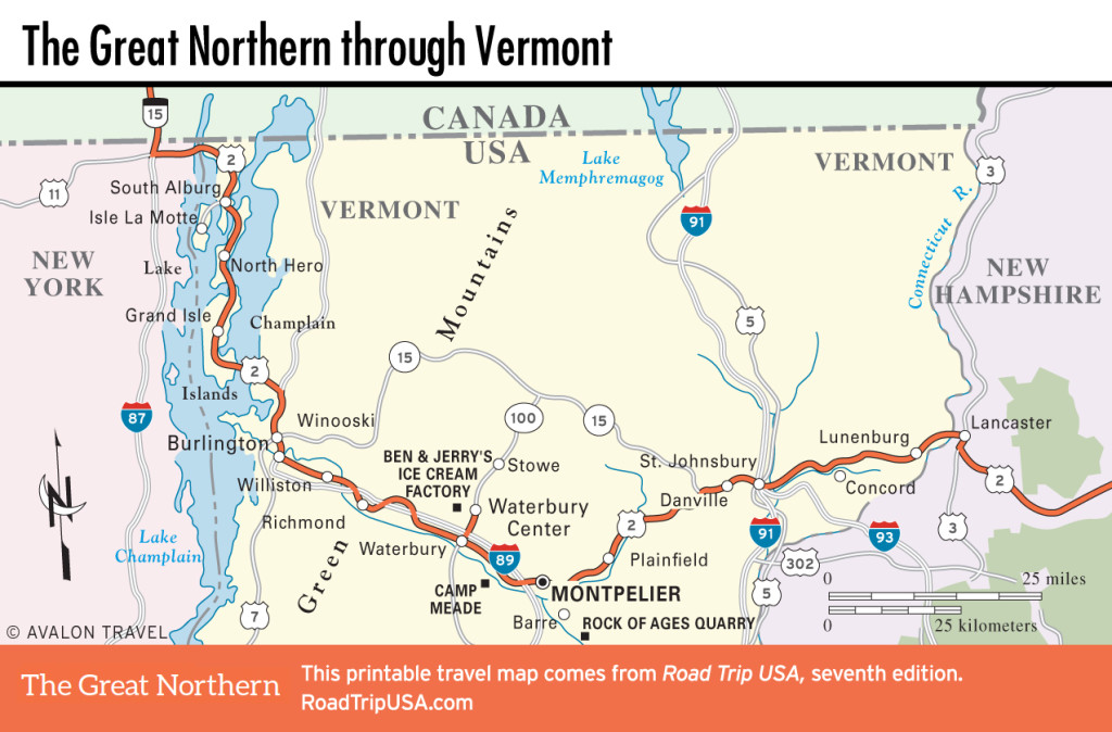 Map of the Great Northern through Vermont.