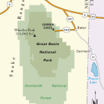 Map of the Loneliest Road through Great Basin National Park.