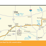 Map of the Loneliest Road through Kansas.