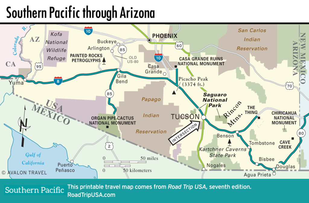 Map of Southern Pacific through Arizona.