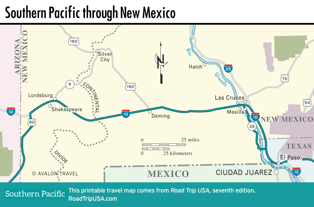 southern pacific road trip map