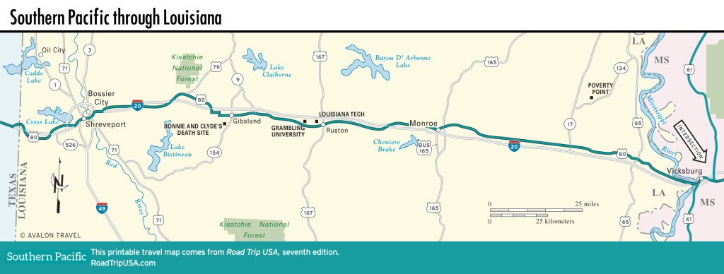 Map of Southern Pacific through Louisiana.