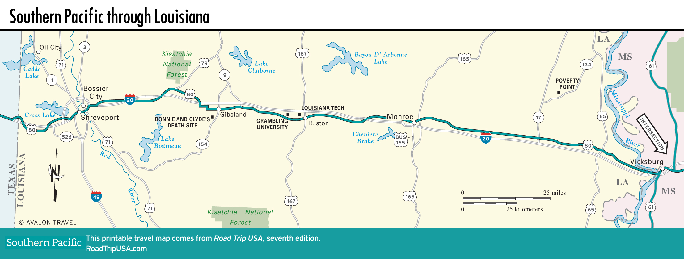 southern pacific road trip map