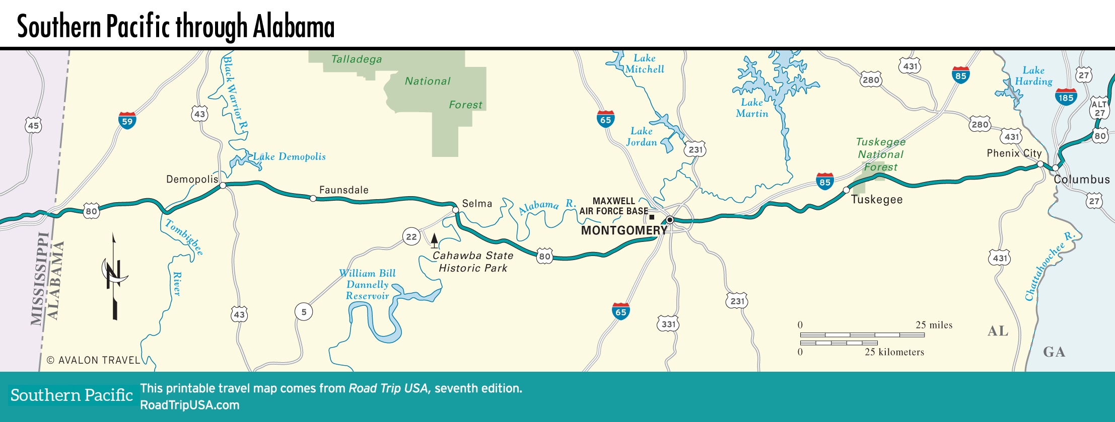 southern pacific road trip map