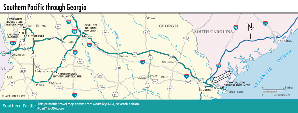 Map of Southern Pacific through Georgia.
