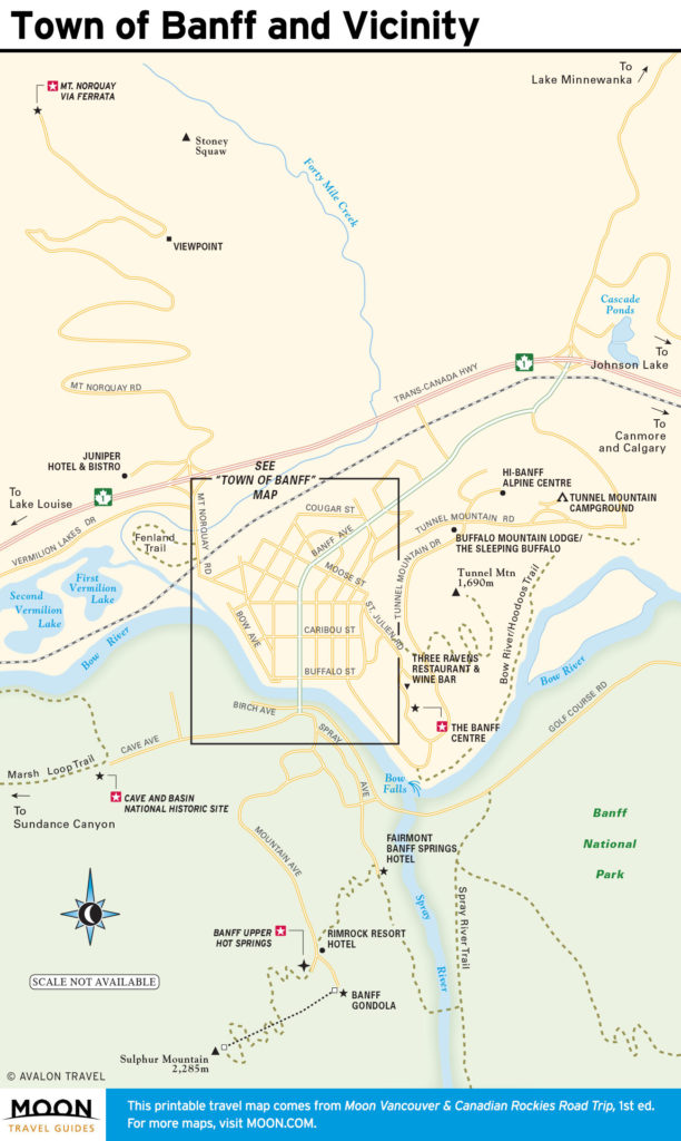 Travel map of Town of Banff and Vicinity