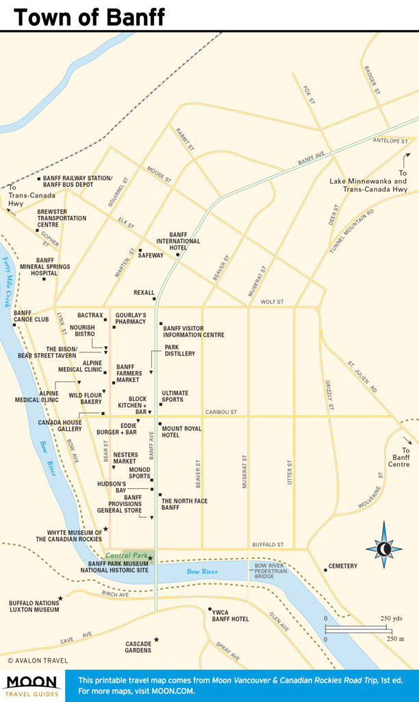 Travel map of Town of Banff