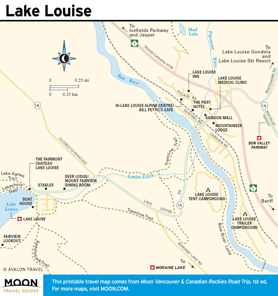 Travel map of Lake Louise, AB