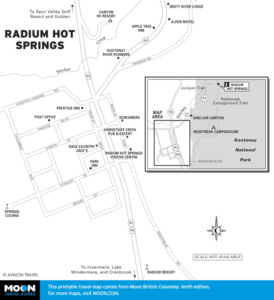 Travel map of Radium Hot Springs