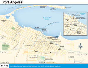 Travel map of Port Angeles.