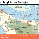 Map of Pacific Coast through Northern Washington.