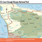 Map of Pacific Coast through Olympic National Park.