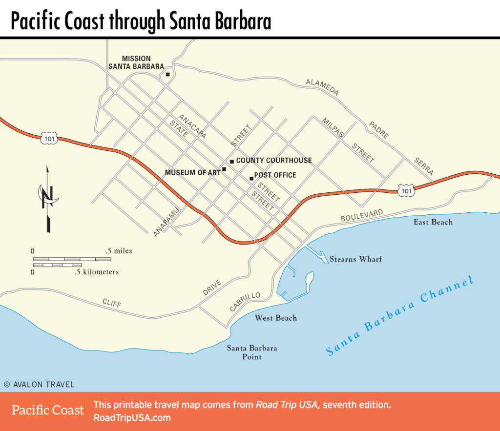 Map of Pacific Coast through Santa Barbara.
