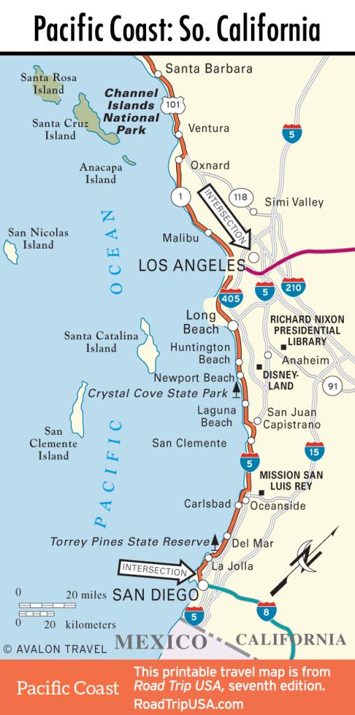 Map of Pacific Coast through Southern California.