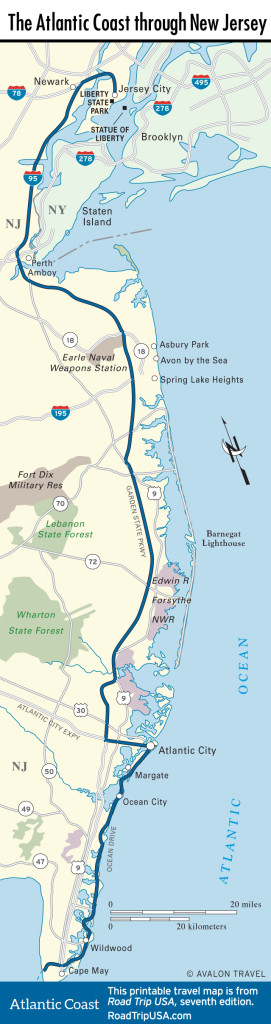 Map of the Atlantic Coast through New Jersey.