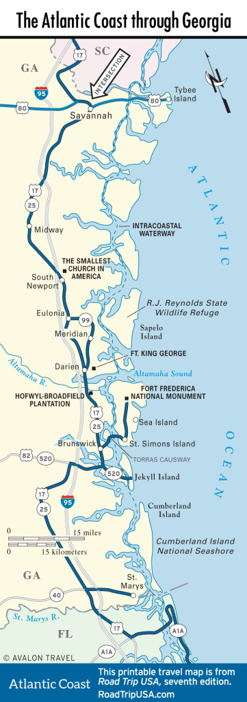 Map of the Atlantic Coast through Georgia.