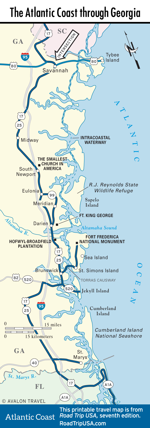 Map Of Georgia Beaches On The Atlantic Ocean 