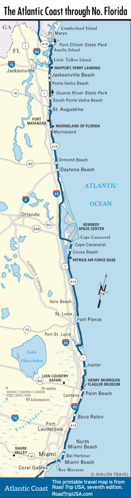 Map of the Atlantic Coast through Northern Florida.