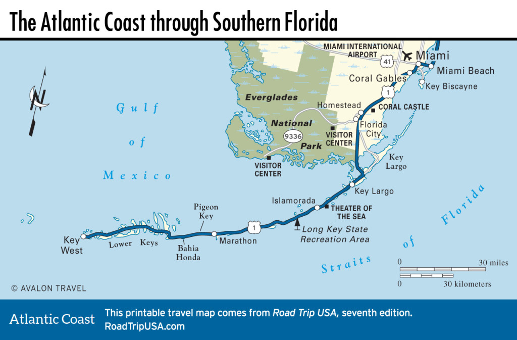 Map of the Atlantic Coast through Southern Florida.