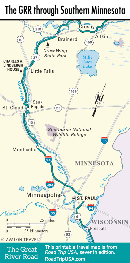 Map of the Great River Road through Southern Minnesota.