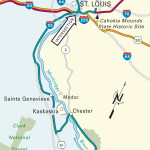 Map of the Great River Road through Southern Illinois, Iowa, and Missouri.