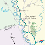 Map of the Great River Road through Mississippi.