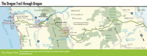 Map of the Oregon Trail through Oregon.