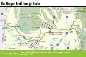 Map of the Oregon Trail through Idaho.