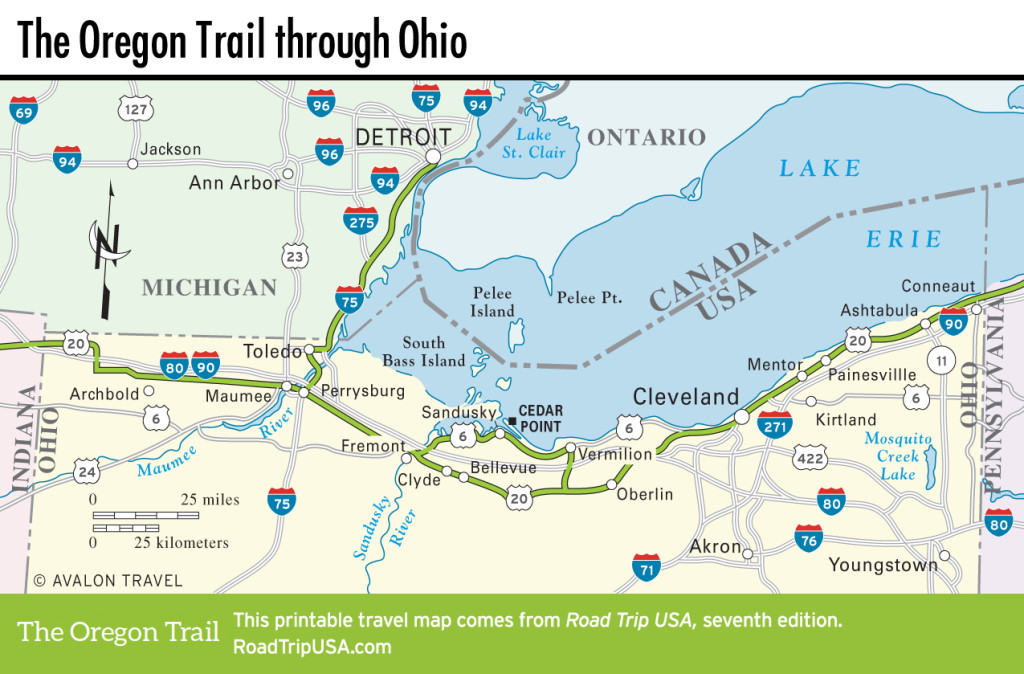 Map of the Oregon Trail through Ohio.