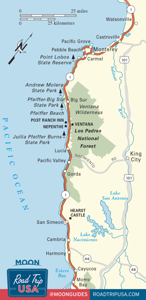 Road Trip USA Driving Big Sur Map