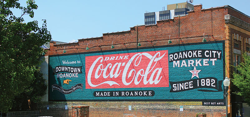 Drink Coca-cola sign painted on a building in downtown Roanoke