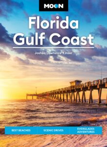 Florida Gulf Coast book jacket featuring photo of ocean pier at sunset