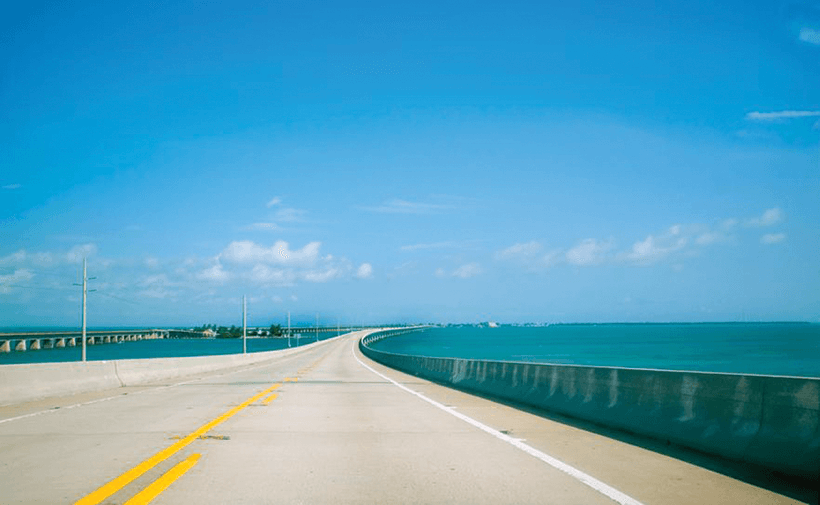 The Overseas Highway stretching towards the horizon.