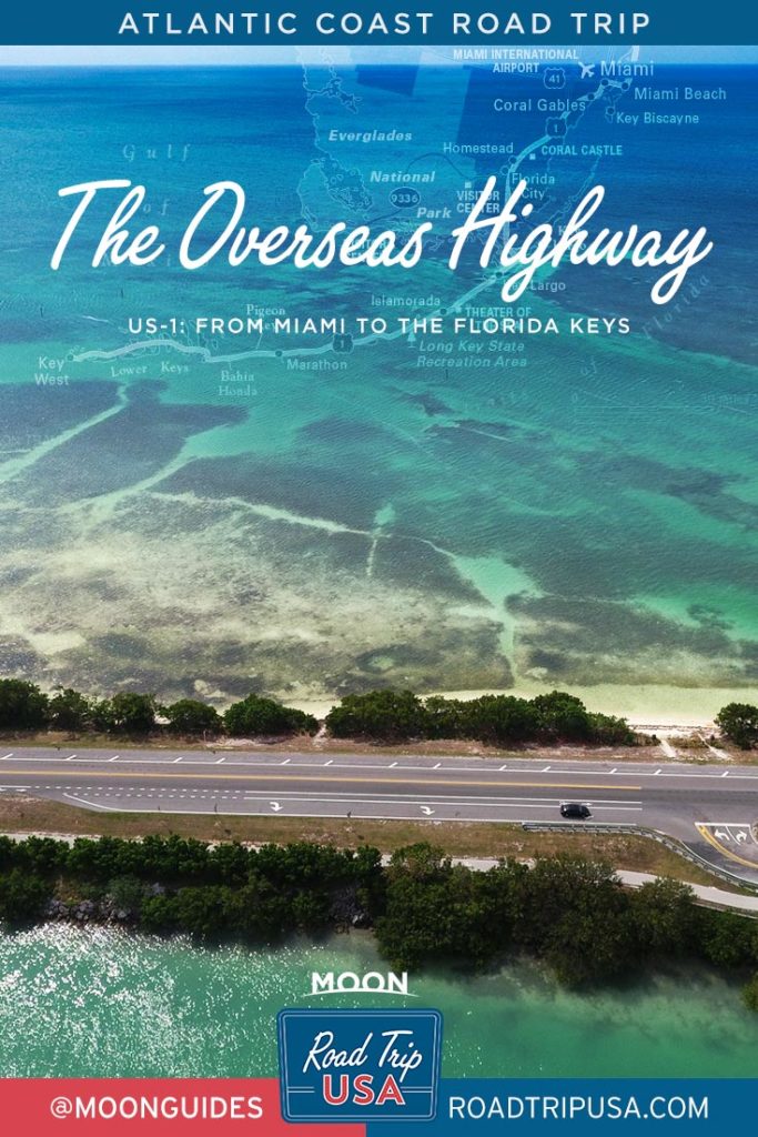 Aerial view of the Overseas Highway, part of the Atlantic Coast Road Trip from Miami to the Florida Keys